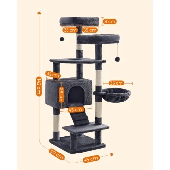 FEANDREA Katzenbaum 142cm Hellgrau Dunkelgrau 5 FEANDREA Katzenbaum 142cm Hellgrau Dunkelgrau – Bild 3