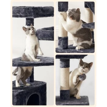 FEANDREA Katzenbaum 142cm Hellgrau Dunkelgrau 9 FEANDREA Katzenbaum 142cm Hellgrau Dunkelgrau – Bild 7