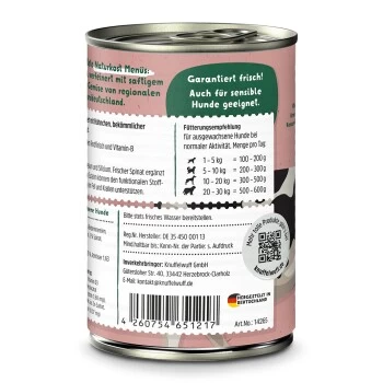 Knuffelwuff Nassfutter Rind Mit Feinem Hühnchen, Hirse, Zucchini & Spinat 6 X 400g 5 Knuffelwuff Nassfutter Rind Mit Feinem Hühnchen, Hirse, Zucchini & Spinat 6 X 400g – Bild 3