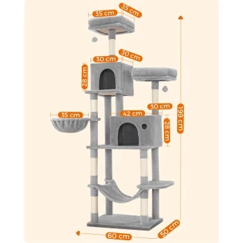 FEANDREA Katzenbaum XXL 199cm Hellgrau Hellgrau 4 FEANDREA Katzenbaum XXL 199cm Hellgrau Hellgrau – Bild 2