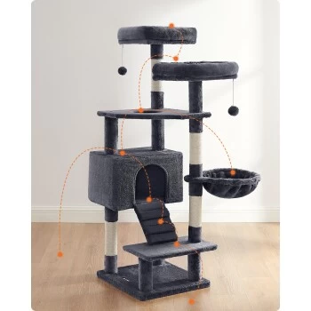 FEANDREA Katzenbaum 142cm Hellgrau Dunkelgrau 11 FEANDREA Katzenbaum 142cm Hellgrau Dunkelgrau – Bild 9