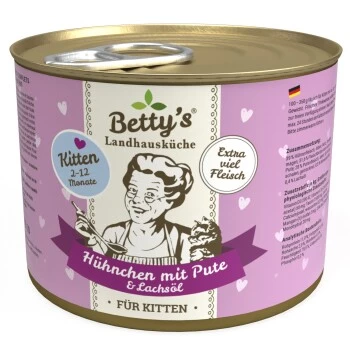 Betty's Landhausküche Kitten Huhn & Pute 6 X 200g Für Katze 3 Betty's Landhausküche Kitten Huhn & Pute 6 X 200g Für Katze