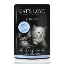CAT'S LOVE Junior 12x85g Kalb Mit Eierschalen & Lachsöl