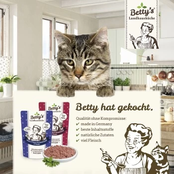 Betty's Landhausküche Geflügel Pur & Taurin 6 X 400g Für Katze 4 Betty's Landhausküche Geflügel Pur & Taurin 6 X 400g Für Katze – Bild 2