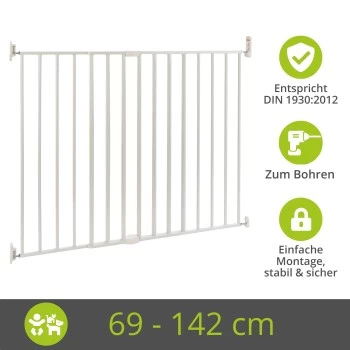 Bomi Tierschutzgitter Maja 82-142 Cm Weiß Für Drinnen & Draußen 4 Bomi Tierschutzgitter Maja 82-142 Cm Weiß Für Drinnen & Draußen – Bild 2