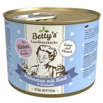 Betty's Landhausküche Kitten Huhn & Rind 6 X 200g Für Katze 3 Betty's Landhausküche Kitten Huhn & Rind 6 X 200g Für Katze