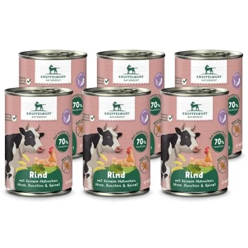 Knuffelwuff Nassfutter Rind Mit Feinem Hühnchen, Hirse, Zucchini & Spinat 6 X 400g 3 Knuffelwuff Nassfutter Rind Mit Feinem Hühnchen, Hirse, Zucchini & Spinat 6 X 400g