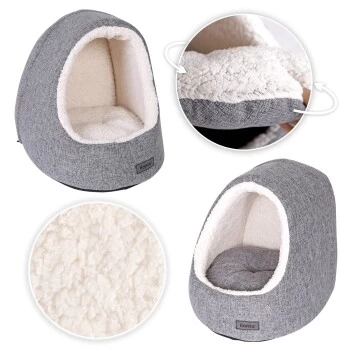 Lionto Katzenhöhle Mit Wendekissen Hellgrau 6 Lionto Katzenhöhle Mit Wendekissen Hellgrau – Bild 4