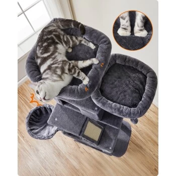 FEANDREA Katzenbaum XXL 206cm Hellgrau Dunkelgrau 6 FEANDREA Katzenbaum XXL 206cm Hellgrau Dunkelgrau – Bild 4