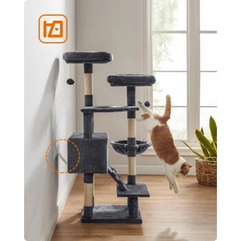 FEANDREA Katzenbaum 142cm Hellgrau Dunkelgrau 10 FEANDREA Katzenbaum 142cm Hellgrau Dunkelgrau – Bild 8